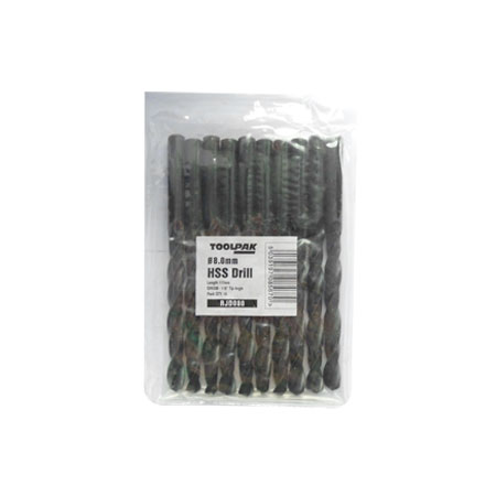 Jobber HSS Drill 8.0mm Roll Forged Toolpak Pack of 10